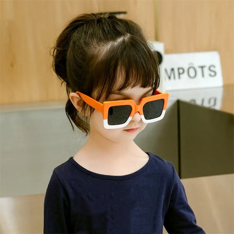 RBB Kids Oversized Square Sunglasses – Trendy Double-Color Frame Eyewear for Boys & Girls