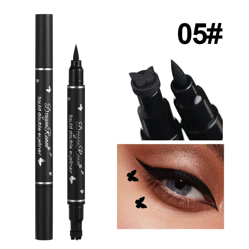 Double-Head Star Seal Eyeliner – Waterproof, Non-Smudge, Embellished Plum Eye Tail for Beginners