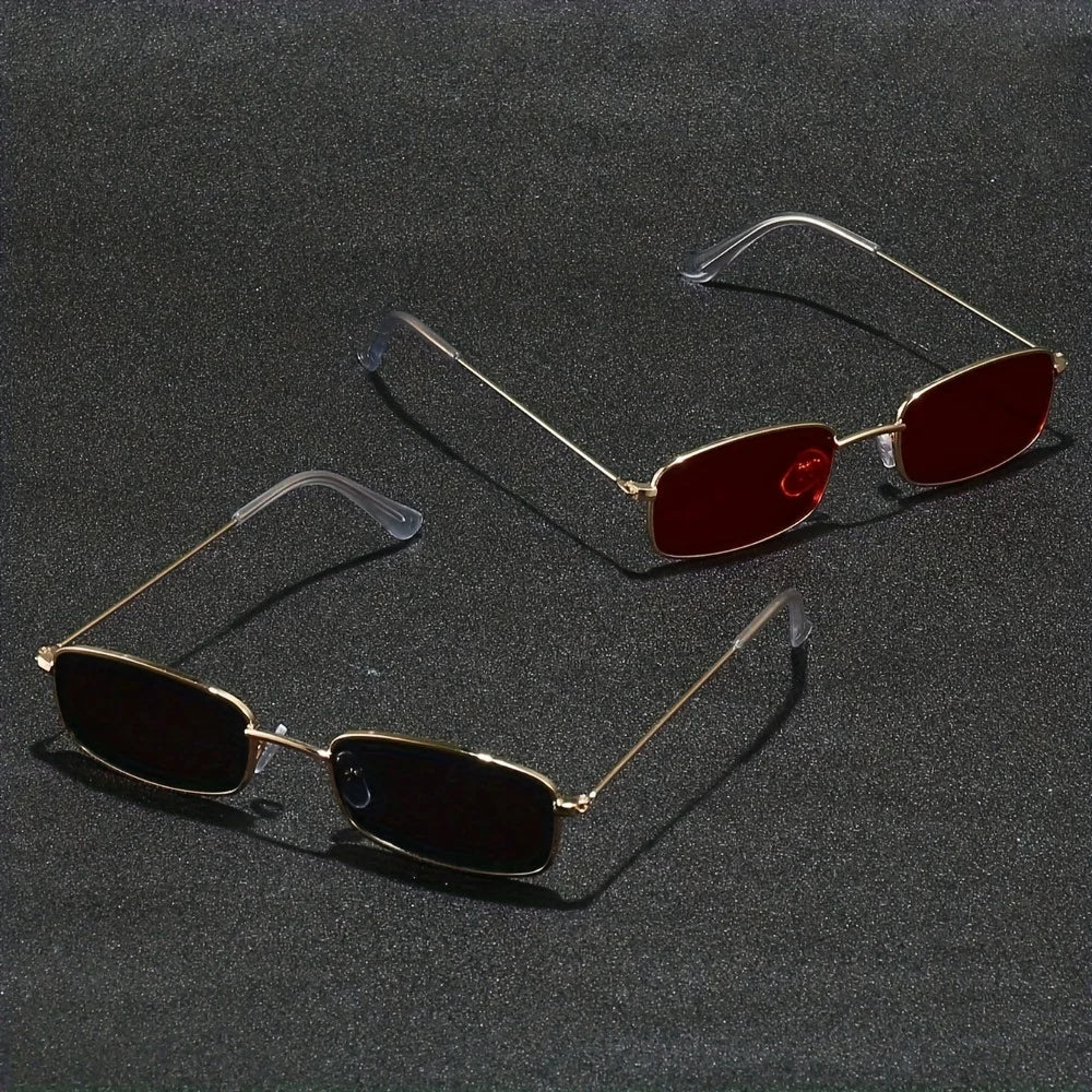 RBB Fashionable Metal Frame Glasses – 2 Pairs (Red & Black Lenses)