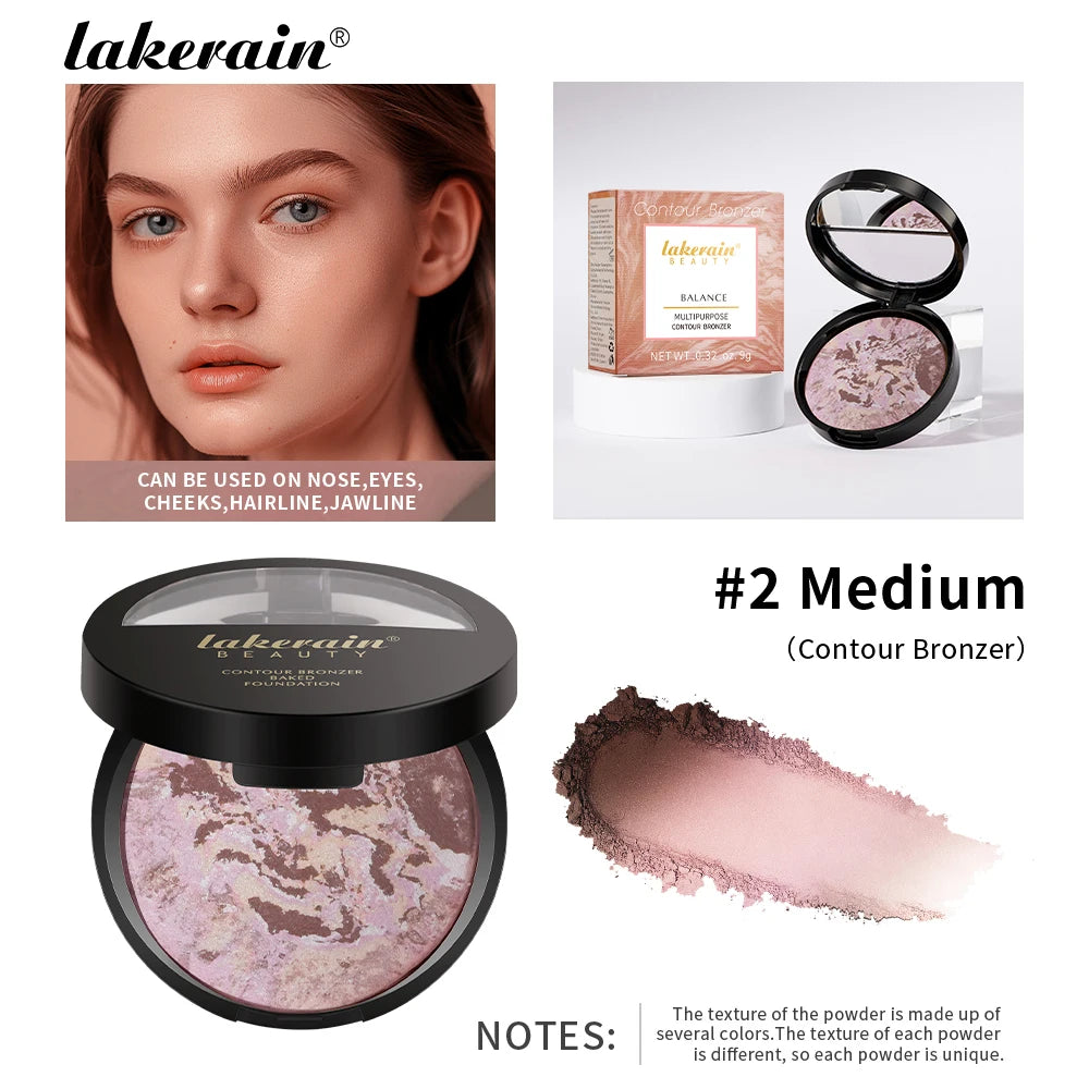 RBB Matte Face Foundation Bronzer Pressed Powder Compact – Long-Lasting, Oil Control, Translucent Loose Setting Powder