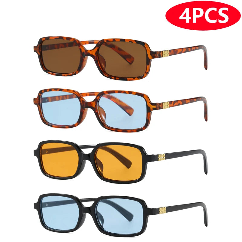 RBB Small Square Sunglasses Set (4pcs/6pcs) – Minimalist Retro UV400 Eyewear for Women & Men