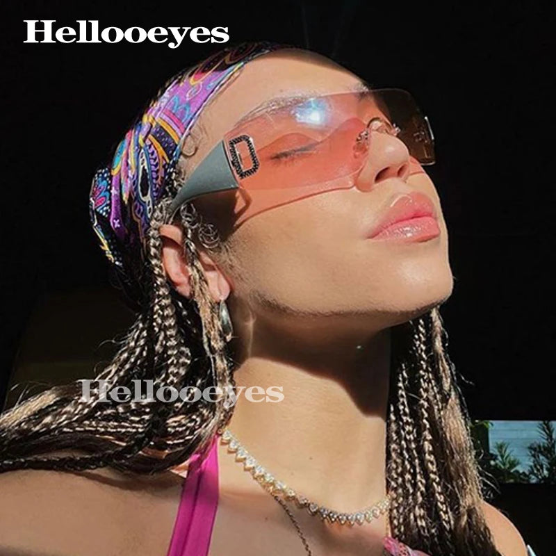 RBB Y2K One-Piece Sunglasses – Unisex UV400 Designer Punk Sports Shades