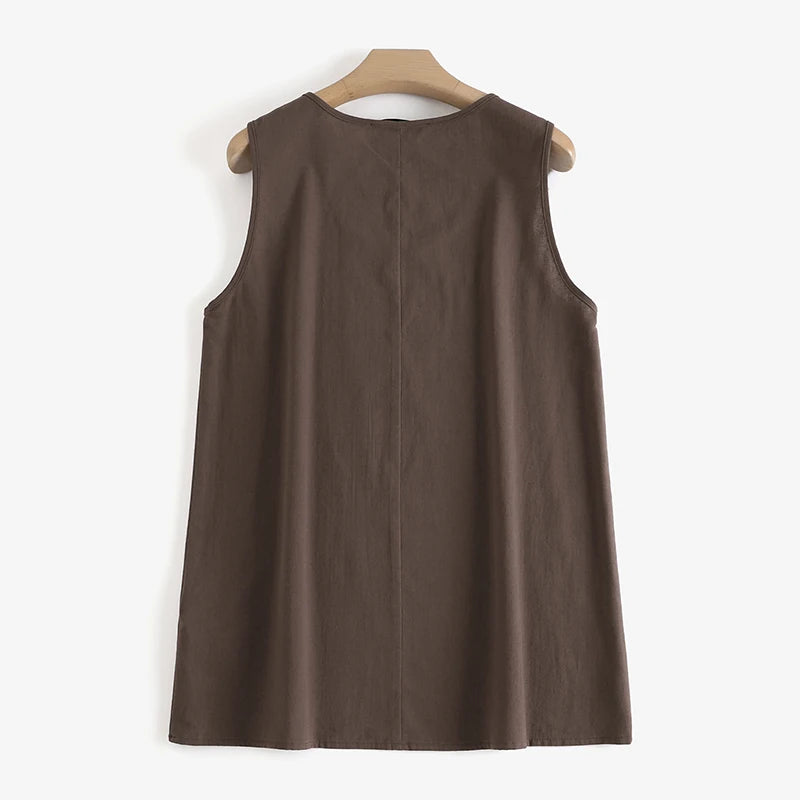 RBB Women's Elegant Sleeveless O-Neck Blouse – Solid Summer Tunic Top