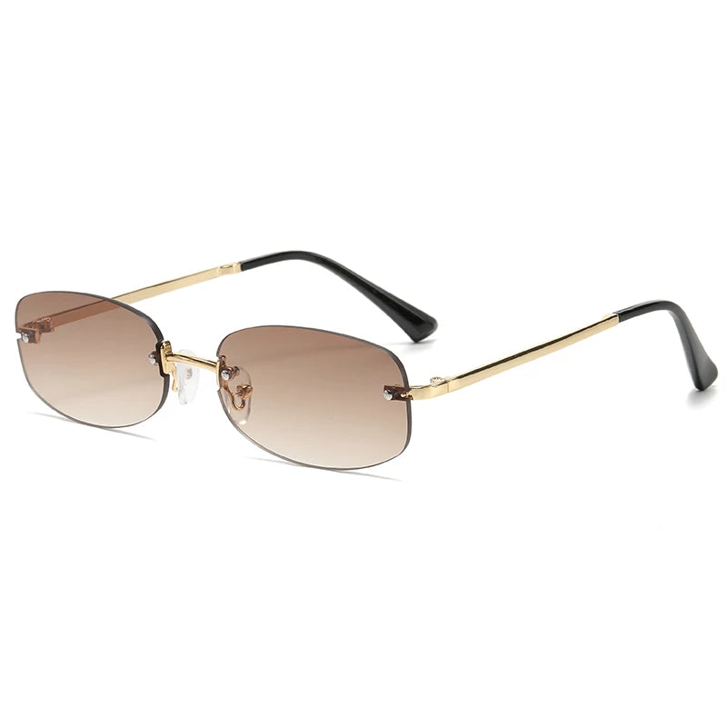 RBB Frameless Elliptical Sunglasses – Retro Metal Street Style | Women’s INS Fashion Shades