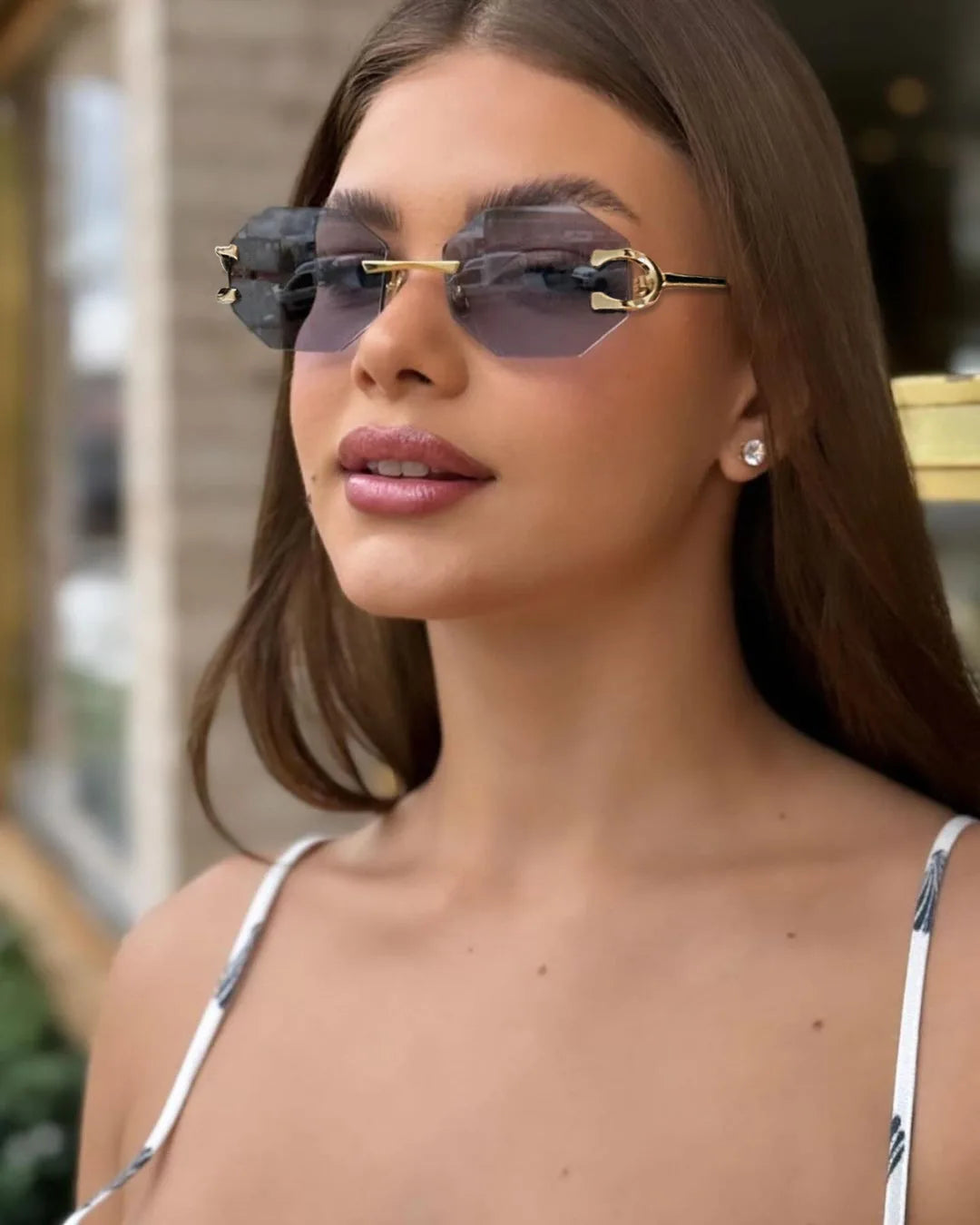 RBB Luxury Rimless Sunglasses – Unisex Stylish Metal Frame Vintage UV400 Mirror Shades