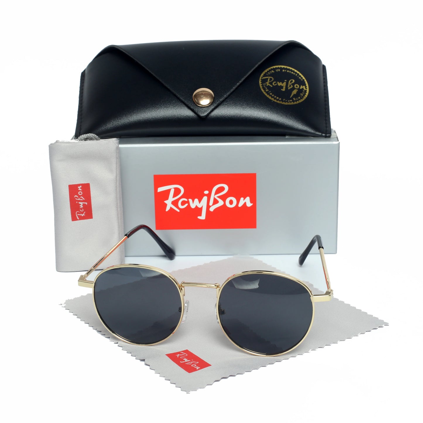 RBB Classic Round Polarized Sunglasses – UV400 Retro Glass Lens for Men & Women