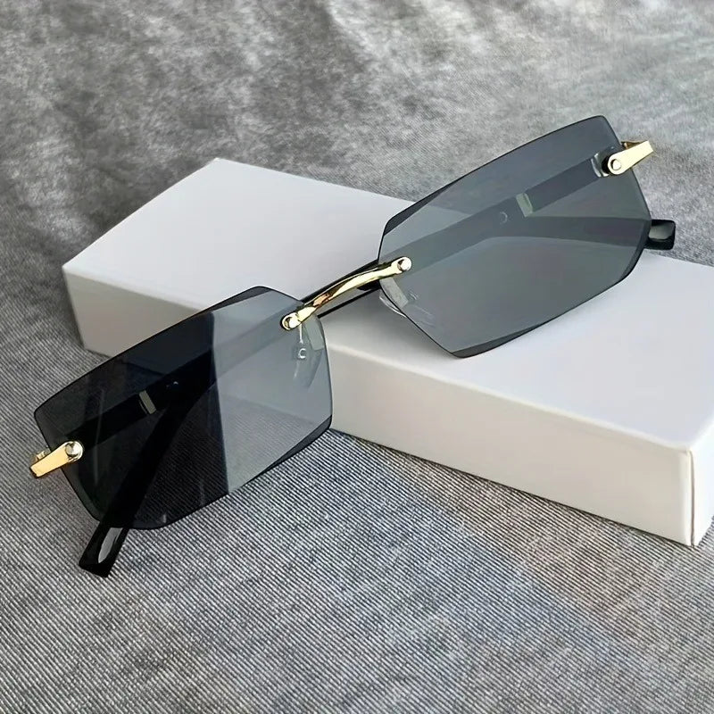 RBB Y2K Inspired Rimless Fashion Sunglasses – Unisex Decorative Eyewear for Streetwear, Parties & Holidays