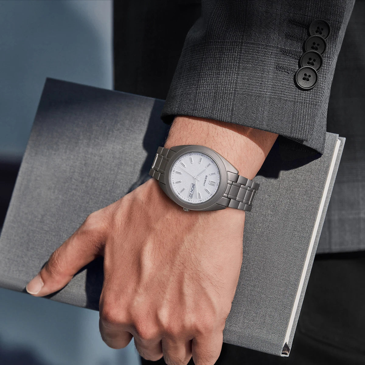 RBB Titanium Men’s Quartz Watch – Date & Week Calendar, Sapphire Crystal, Super Luminous, 38mm, 10ATM Waterproof