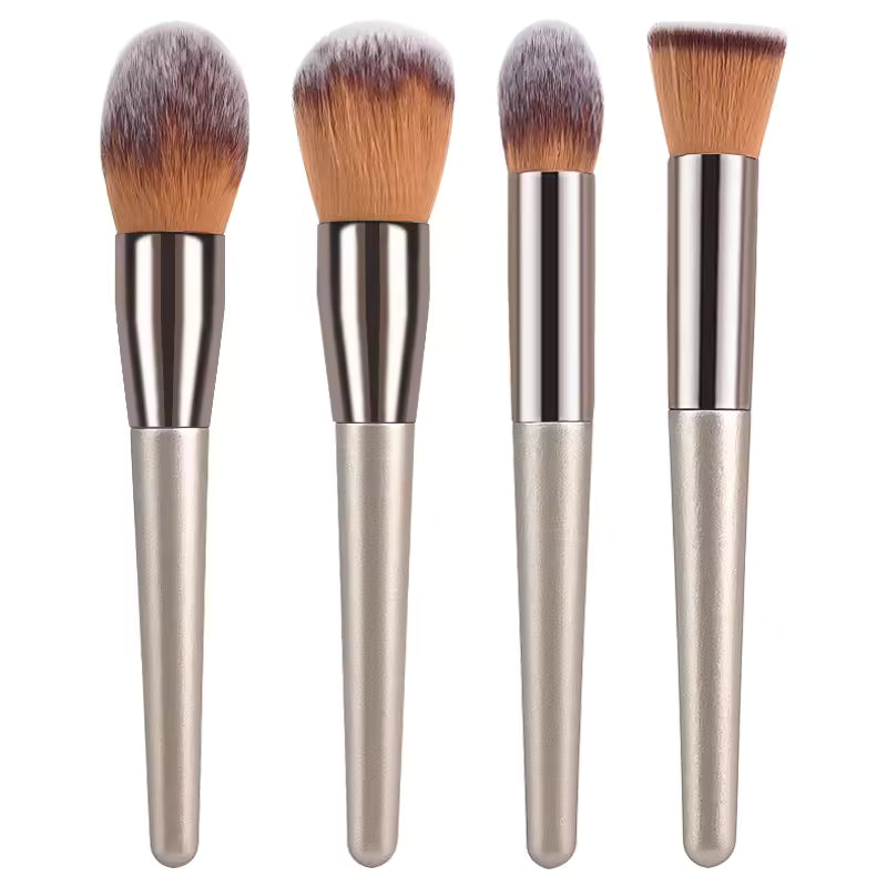 Hot Champagne Makeup Brush Set – Foundation, Blush, Eyeshadow & Blending Tools