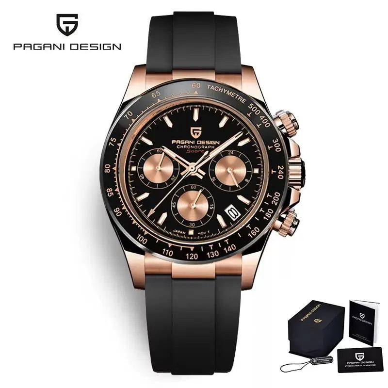 RBB DESIGN 2025 Men’s Luxury Quartz Chronograph Watch – Waterproof 100m Automatic Date Sports Wristwatch