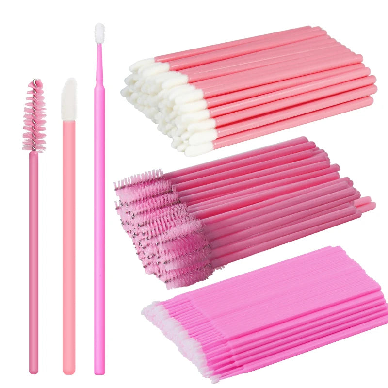 50Pcs Disposable Eyelash & Eyebrow Brushes – Soft Crystal Head Mascara Wands