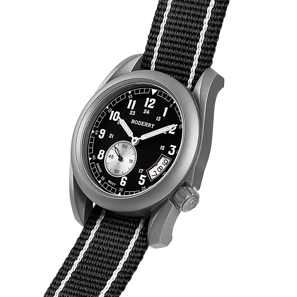 RBB Voyager 38 Titanium Field Quartz Watch – 100M Waterproof, Military Sport, Luminous Business Wristwatch