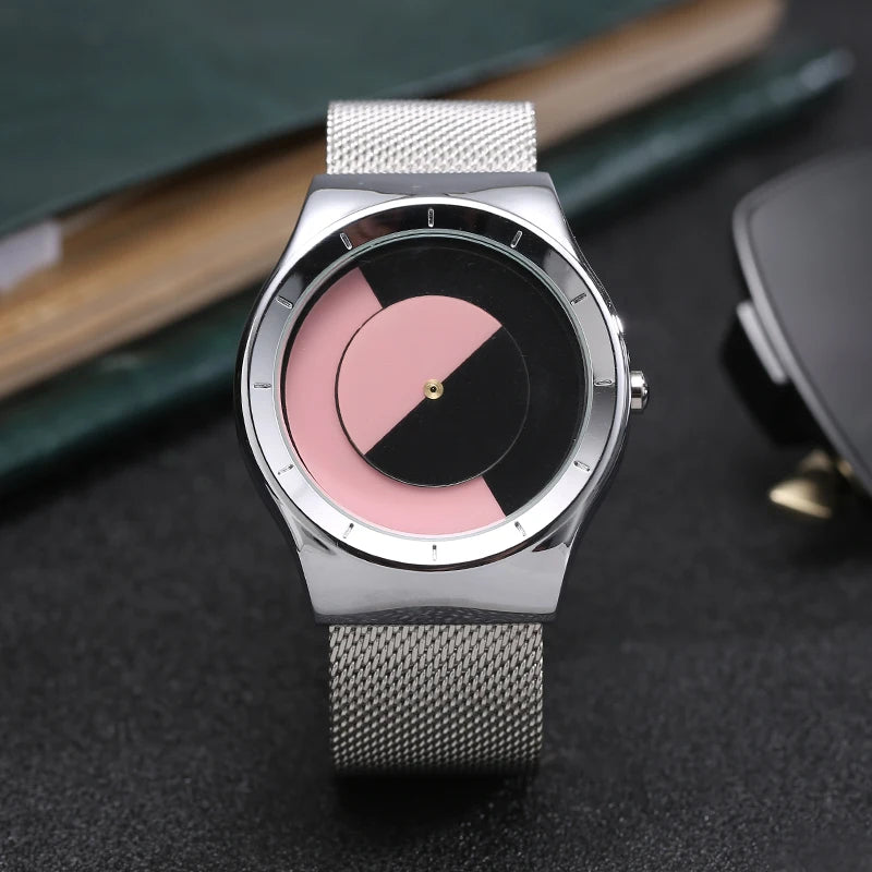 RBB Minimalist Unisex Quartz Watch – Conceptual Dial & Simple Design for Men & Women