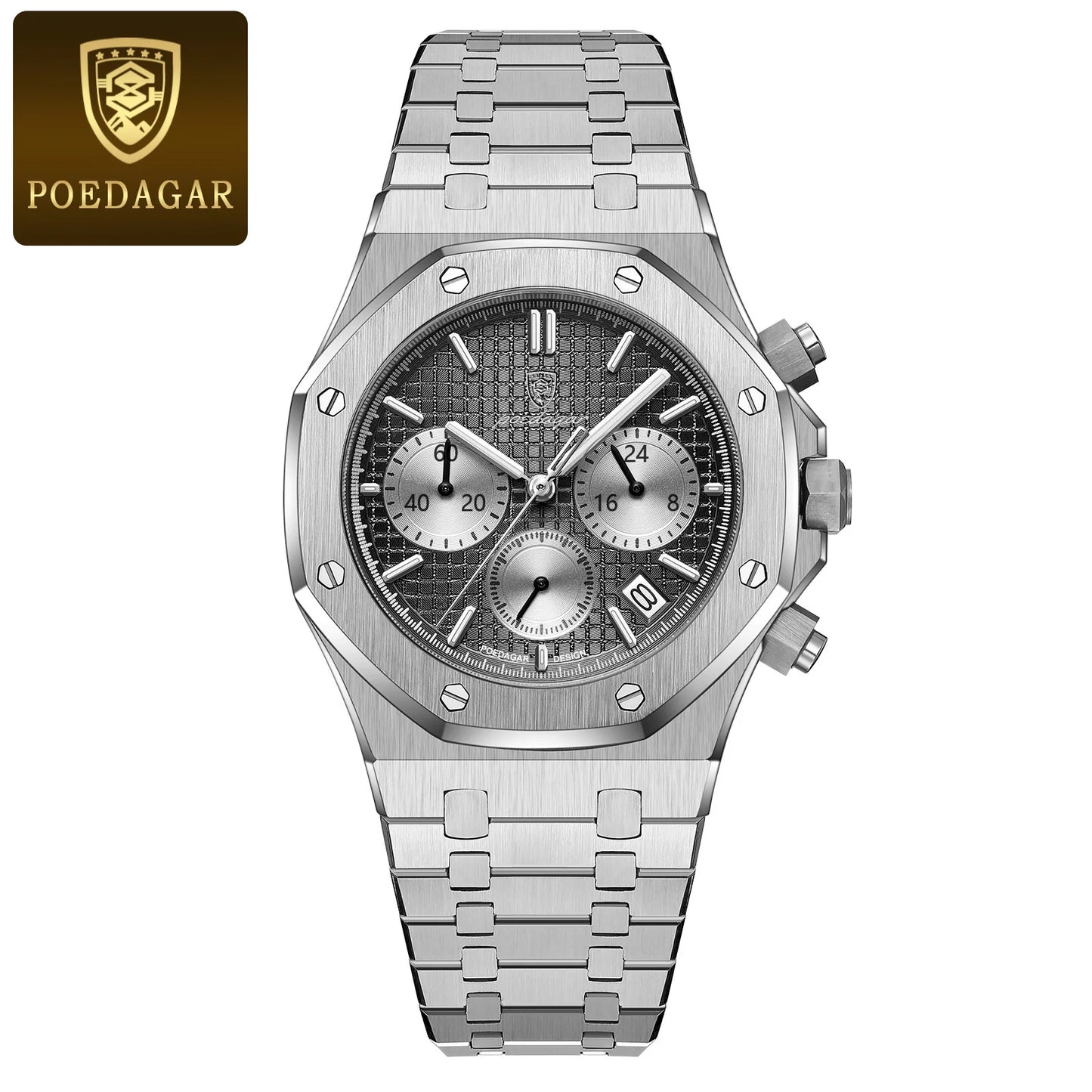 RBB Luxury Men's Stainless Steel Chronograph Watch – Military Style, Waterproof & Luminous Quartz Wristwatch