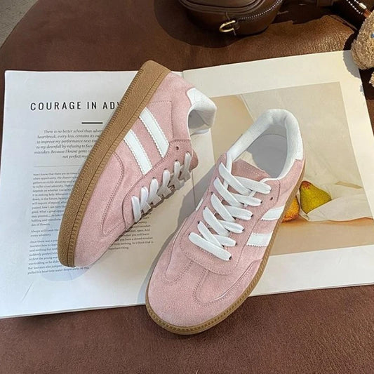 "Women's Lace-Up Vulcanized Sneakers – Casual Outdoor Trainers"