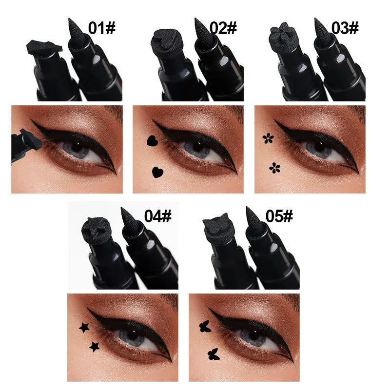 Double-Head Star Seal Eyeliner – Waterproof, Non-Smudge, Embellished Plum Eye Tail for Beginners