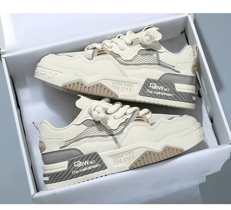 2025 Men’s Large-Size All-Season Soft Sole White Sneakers – Versatile Fashion Sports Shoes