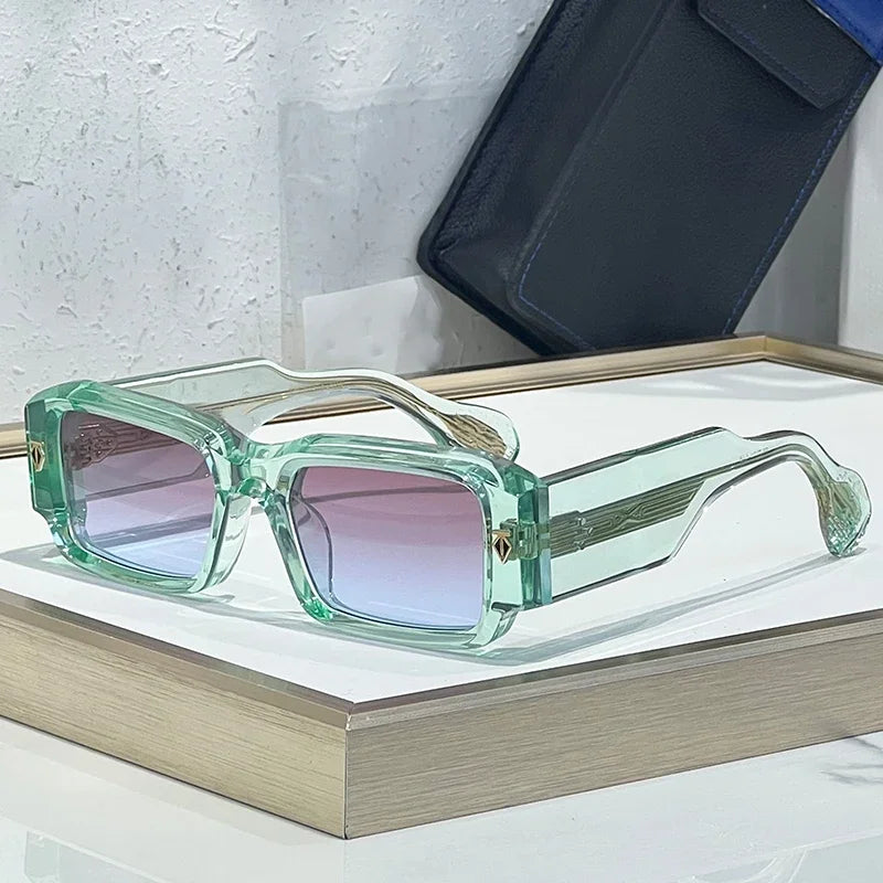 RBB Thick Acetate Rectangle Sunglasses – UV400 Gradient Lenses, Unisex Luxury Designer Shades