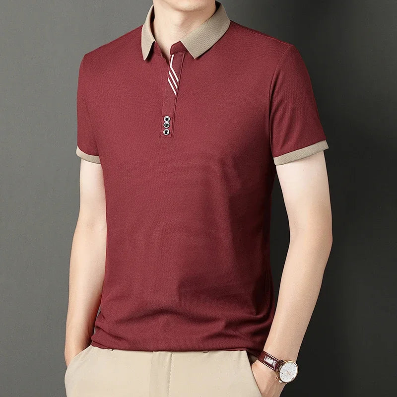 RBB Men's Solid Color Casual Short Sleeve Polo Shirt – Summer Comfortable Top for Business & Leisure