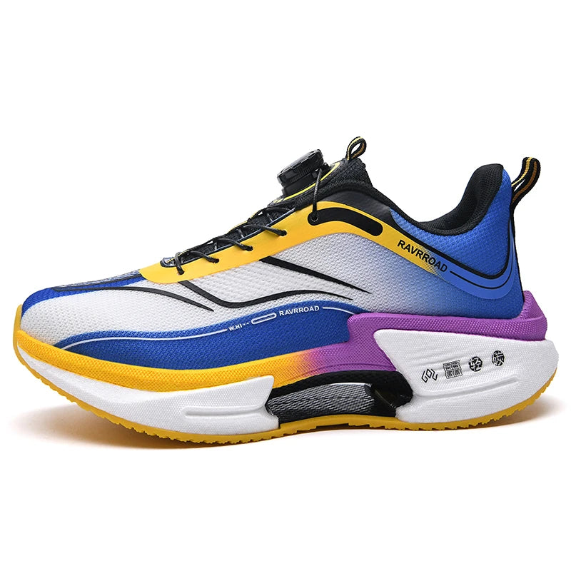 RBB Family Carbon Plate Running Shoes – Boys & Girls High Bounce TPU Popcorn Sneakers with Rotating Button Technology