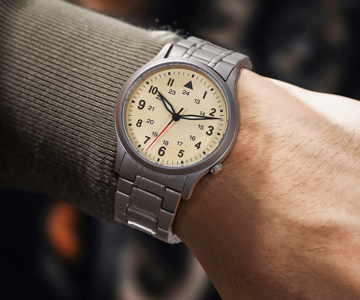 RBB Full Titanium Pilot Men's Watch – VH31 Quartz, Sapphire Glass, Super Luminous, Lightweight Sport Wristwatch