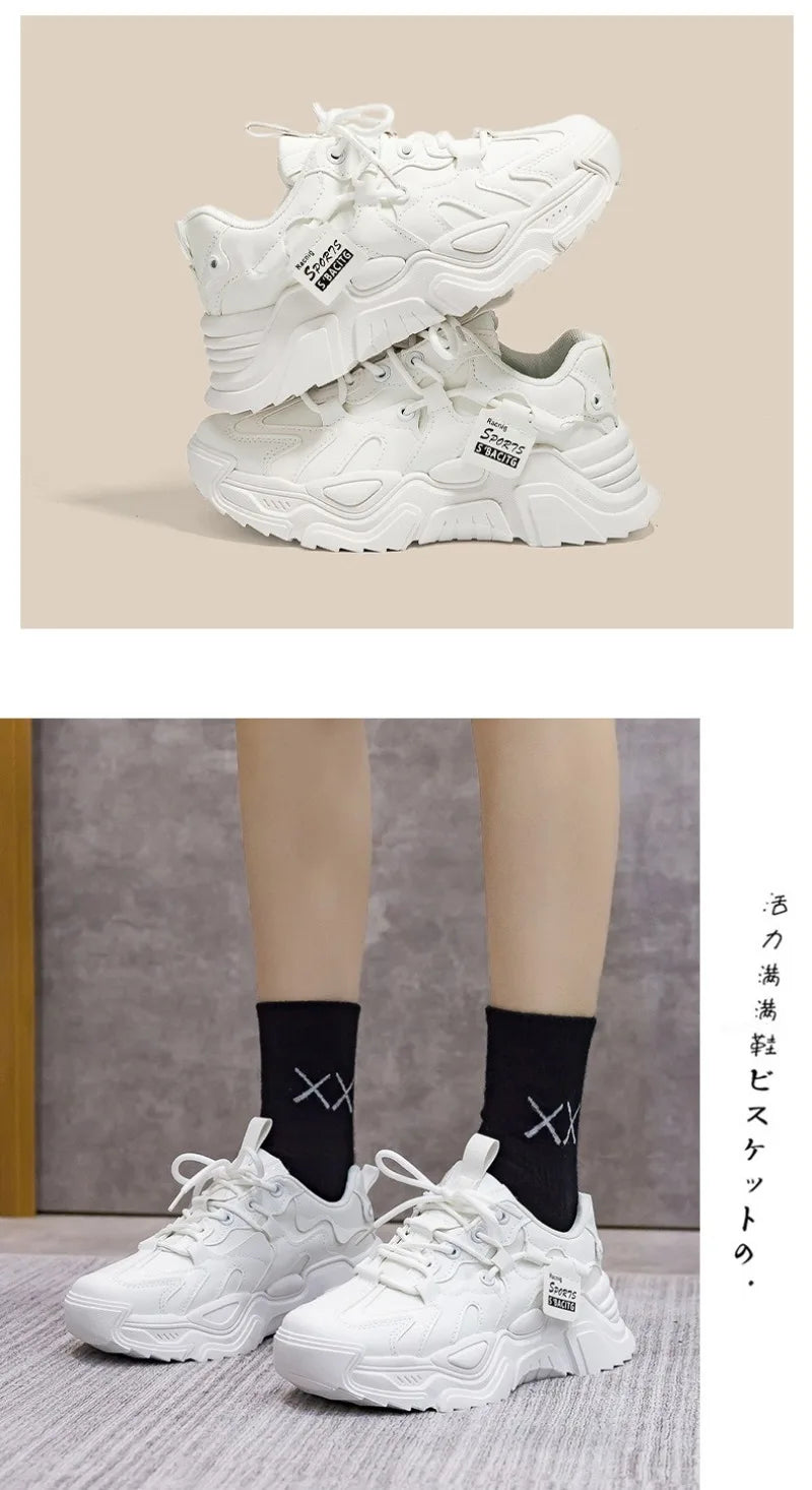 Chunky 2025 Women's Leather Sneakers – Casual Sport Trainers