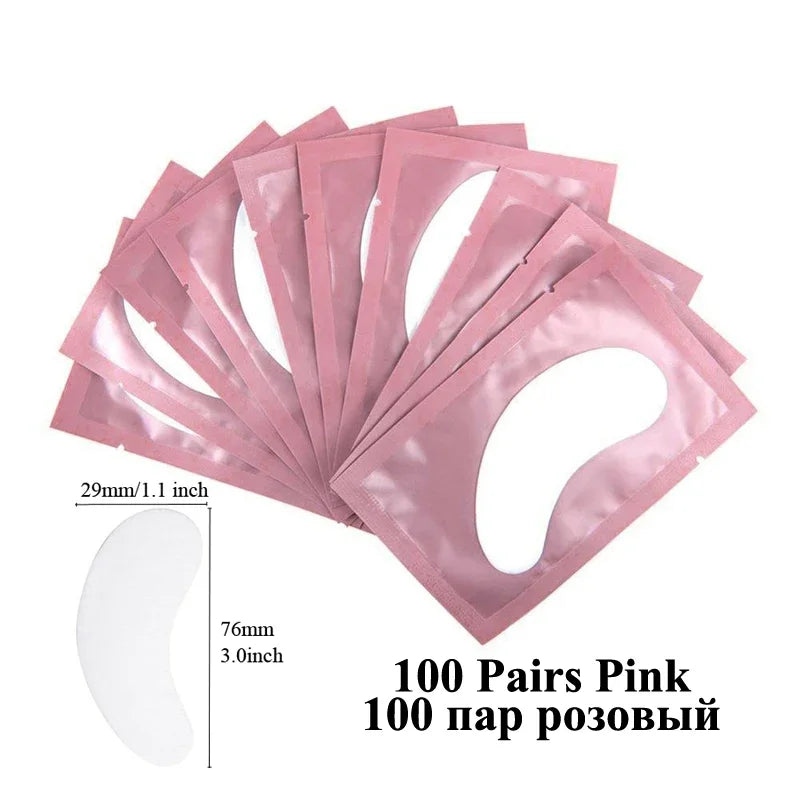 100 Pairs Under Eye Gel Patches for Eyelash Extensions – Lint-Free, Adhesive Lash Extension Supplies