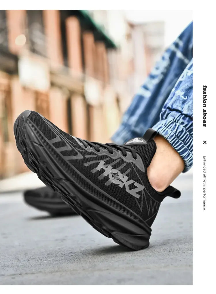 Men’s Breathable Mesh Running Shoes with Thick Soft Sole – High-Quality Outdoor Sports Sneakers