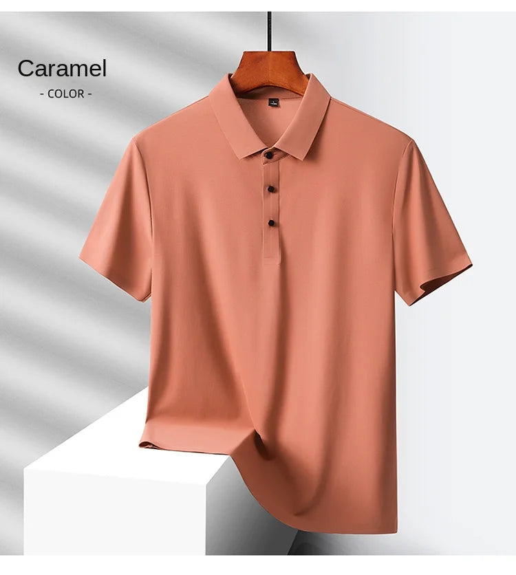 Men's Summer Quick-Dry Ice Silk Short Sleeve T-Shirt — Lightweight Nylon Fabric, Middle-Aged Casual Dad Tee