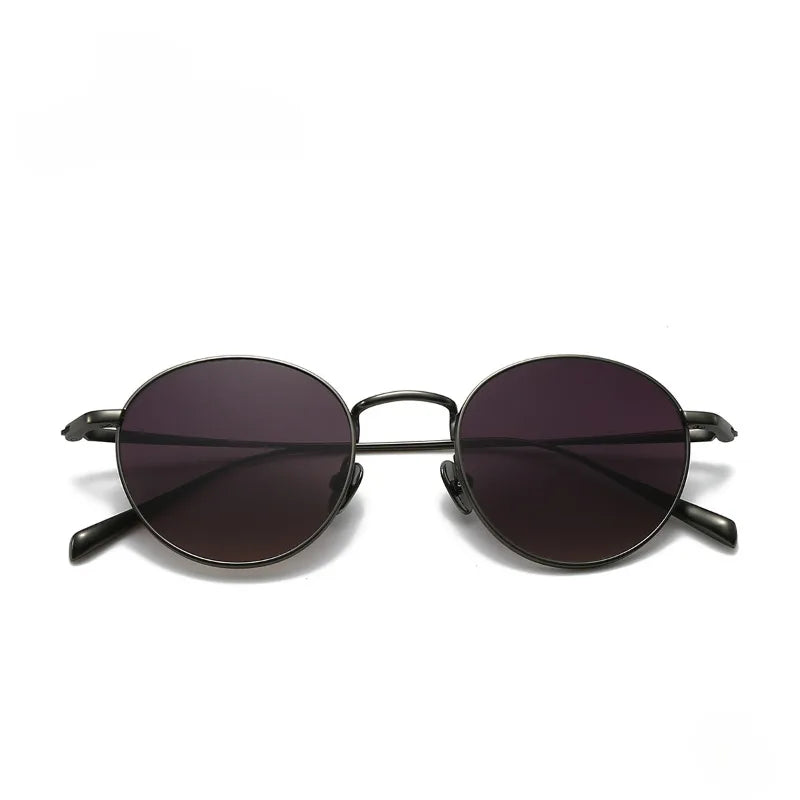 RBB Pure Titanium Retro Round Polarized Sunglasses | UV400 Gradient Brown for Men & Women