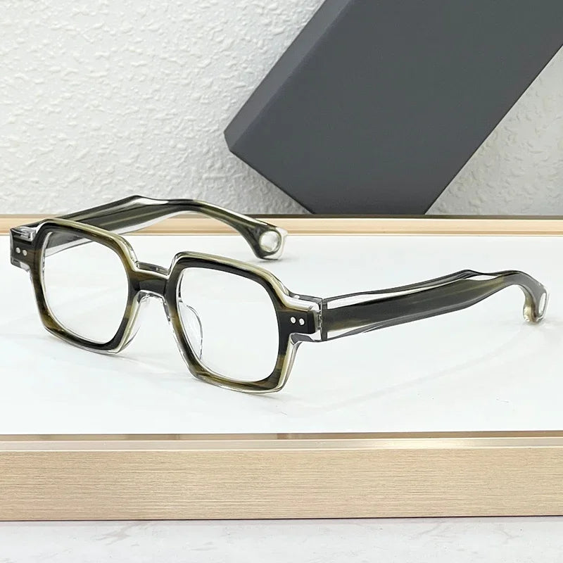 RBB Thick Acetate Square Sunglasses – UV400 Gradient Lenses, Unisex Designer Shades with Case