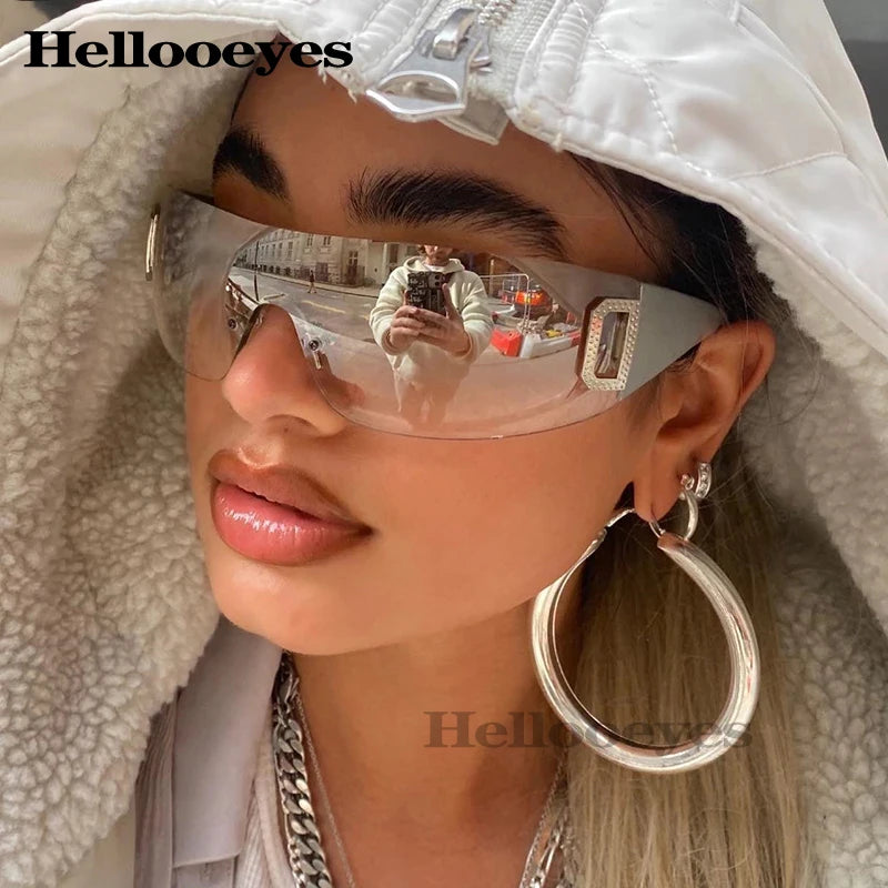 RBB Y2K One-Piece Sunglasses – Unisex UV400 Designer Punk Sports Shades