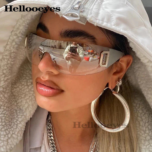 RBB Y2K One-Piece Sunglasses – Unisex UV400 Designer Punk Sports Shades