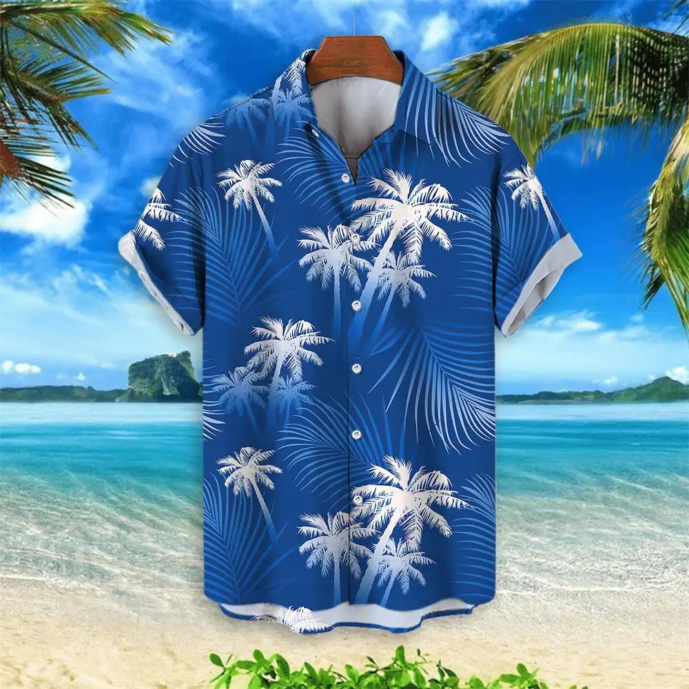 RBB Summer 2025 Men’s Hawaiian Shirt – 3D Animal & Plant Print, Short Sleeve, Beach Style, Plus Size up to 5XL