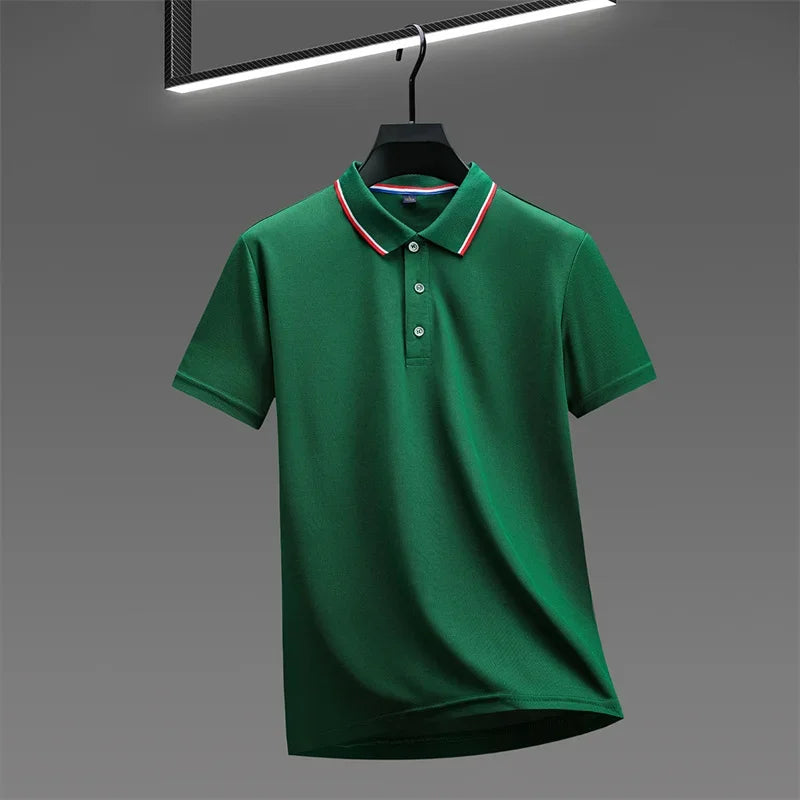 RBB 2025 Men’s Casual Solid Color Polo Shirt – Short Sleeve, Summer Fashionable & Comfortable Versatile Top