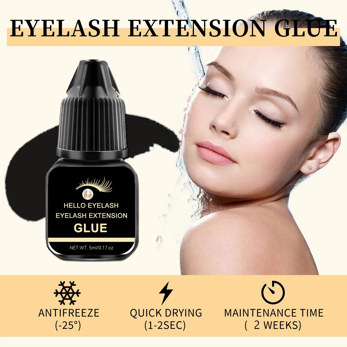 5ml DIY Eyelash Extension Glue – Fast-Drying, Strong Hold, Low Odor (7–14 Days Retention)