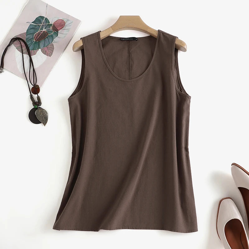 RBB Women's Elegant Sleeveless O-Neck Blouse – Solid Summer Tunic Top