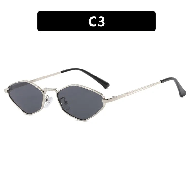 RBB Diamond Polygon Metal Sunglasses for Women | 2025 Minimalist Small Frame Fashion Shades