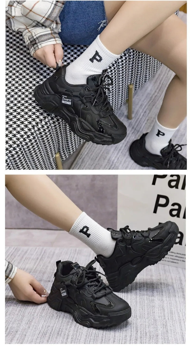 Chunky 2025 Women's Leather Sneakers – Casual Sport Trainers