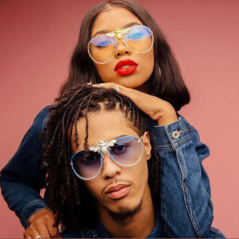 RBB Luxury Classic Bee Vintage Pilot Sunglasses — Stylish retro design with gradient, anti-reflective lenses. Unisex and UV400 protected for everyday wear.