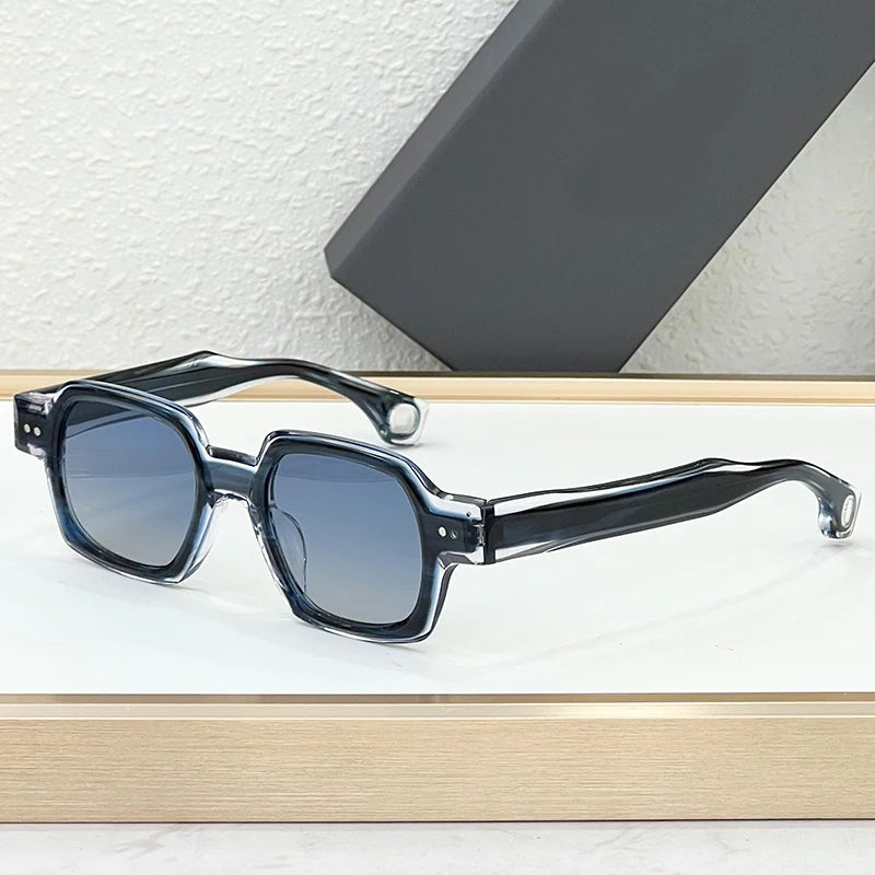 RBB Thick Acetate Square Sunglasses – UV400 Gradient Lenses, Unisex Designer Shades with Case