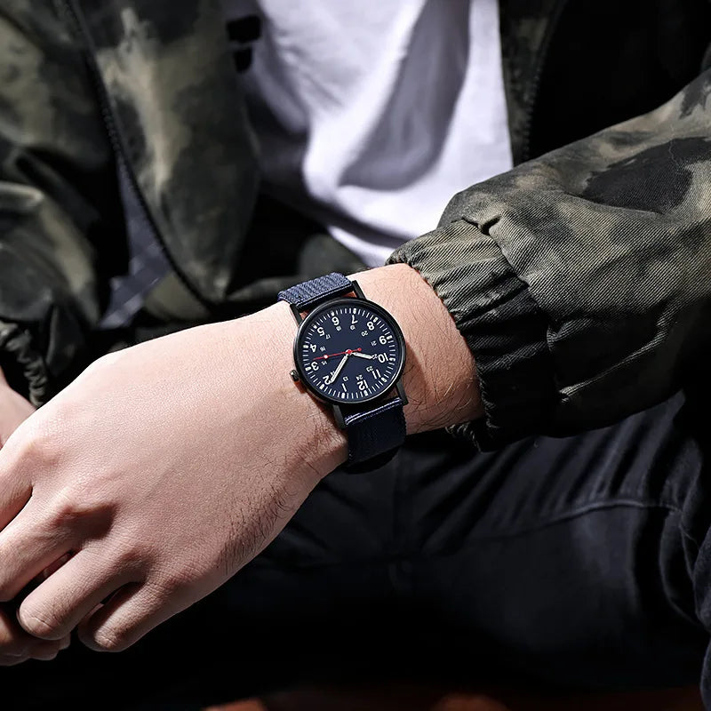 RBB Military Men’s Watch – Luminous, Shock Resistant Sports Quartz Wristwatch with Canvas Strap