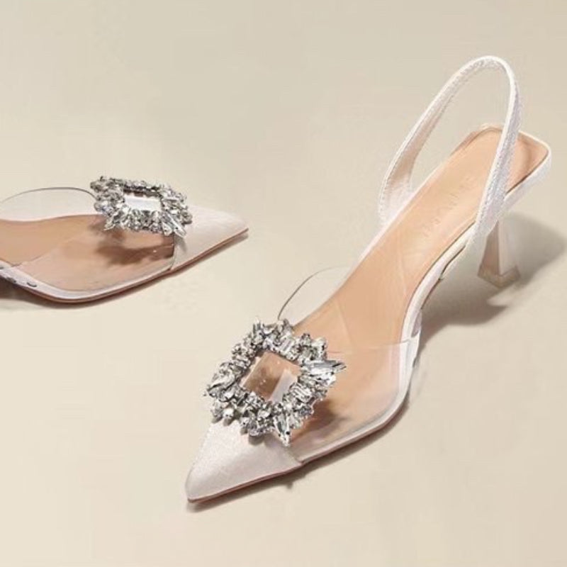 RBB Spring & Autumn Crystal Transparent Pointed Toe Women’s High Heels