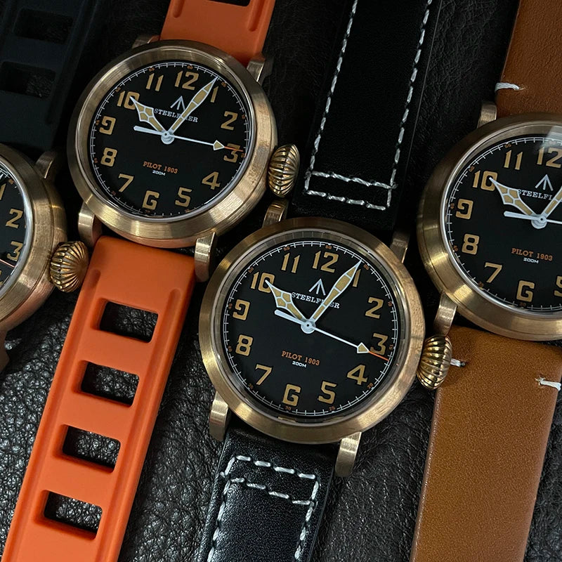 RBB 40mm Men's Bronze Pilot Quartz Wristwatch – 20ATM Waterproof, Luminous, Sapphire