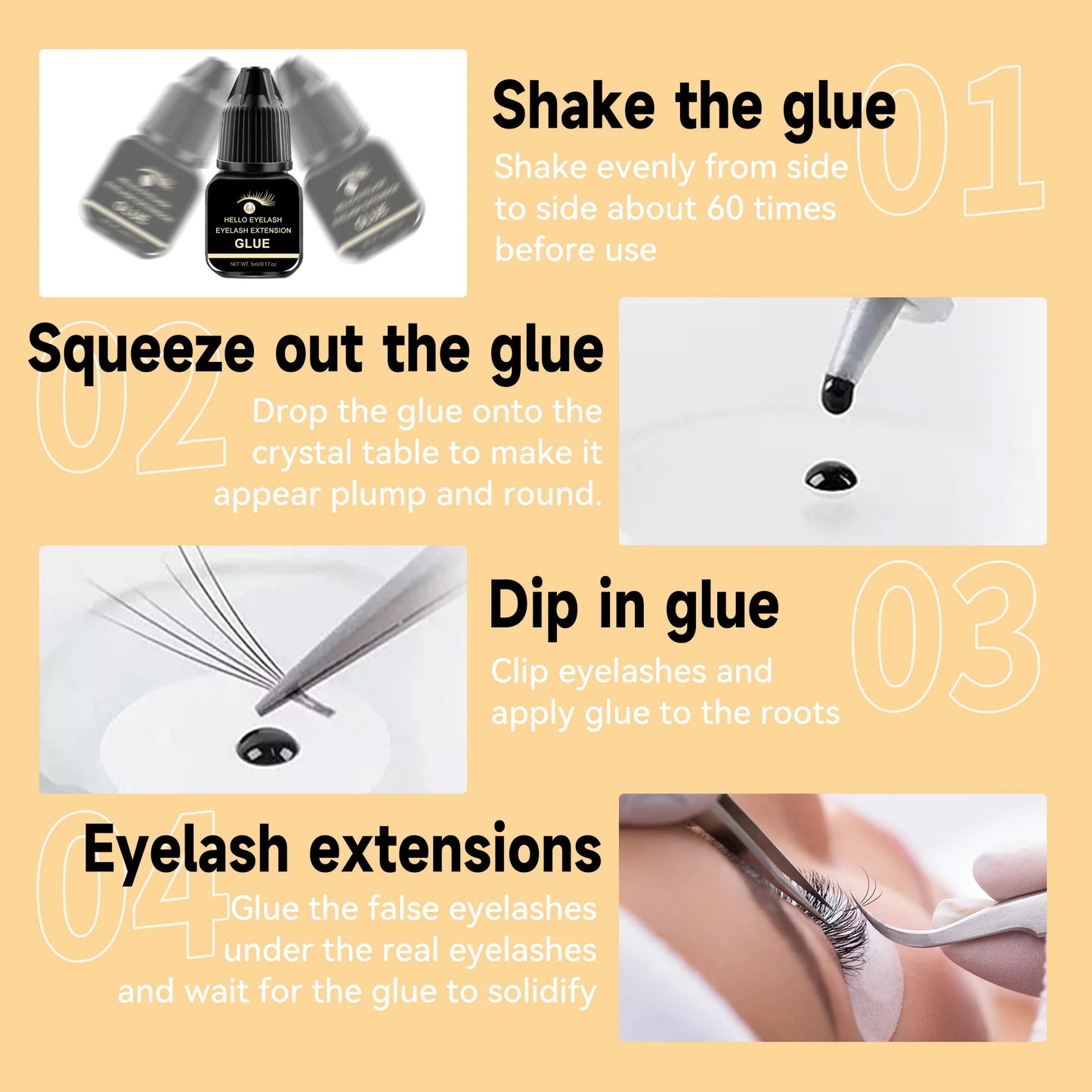 5ml DIY Eyelash Extension Glue – Fast-Drying, Strong Hold, Low Odor (7–14 Days Retention)