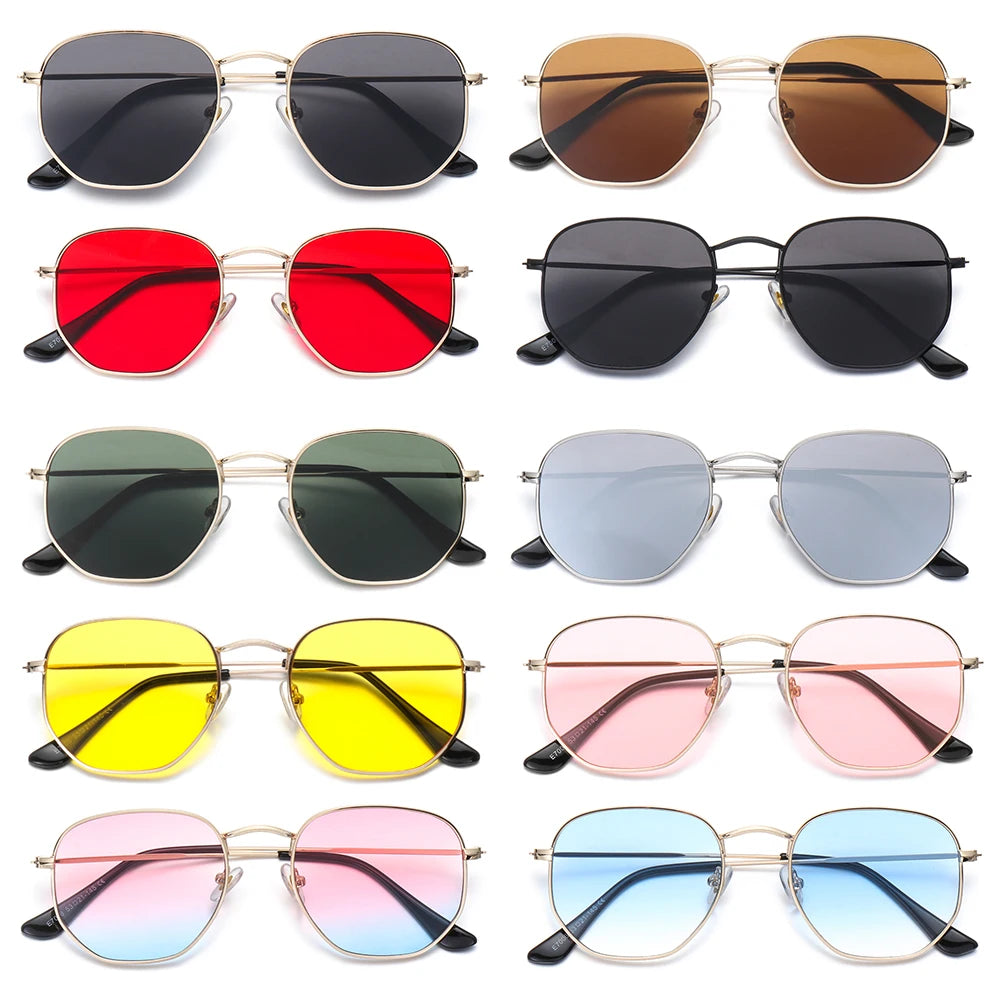 RBB Small Square Metal Frame Sunglasses – Mirrored UV400 Unisex