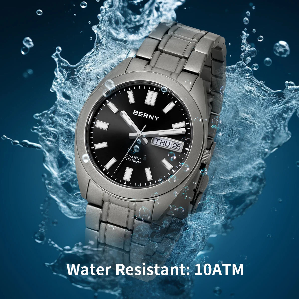 RBB Men's Titanium Sport Watch – Ultra Lightweight, Super Luminous, Sapphire Crystal, 10ATM Waterproof, Quartz Field Wristwatch