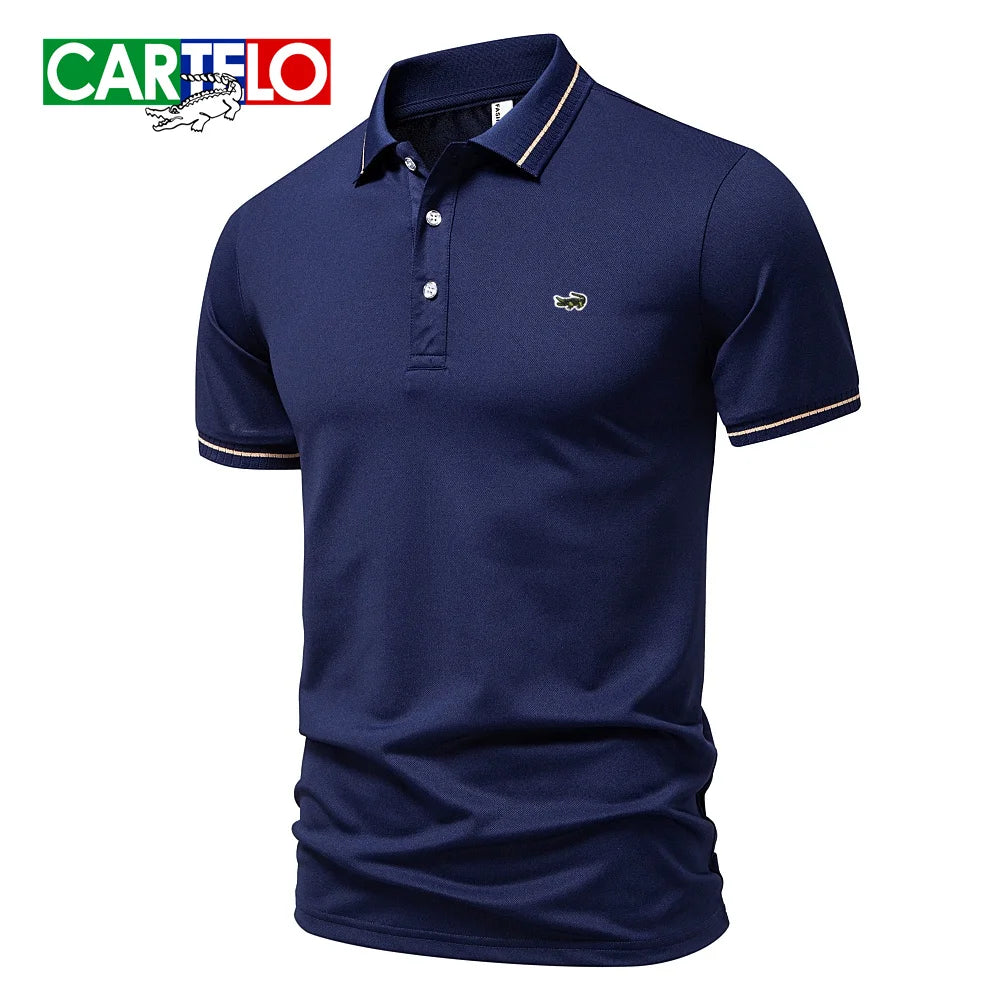 RBB Embroidered Polo Shirt – Men's Summer Casual Micro-Elastic Short Sleeve Top (Button Collar, Plus Size)