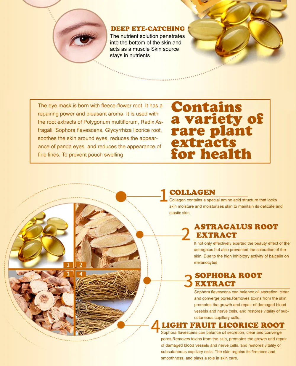 20Pcs (10 Pairs) Gold Collagen Crystal Eye Masks – Firming, Moisturizing & Nourishing Eye Patches for Skincare