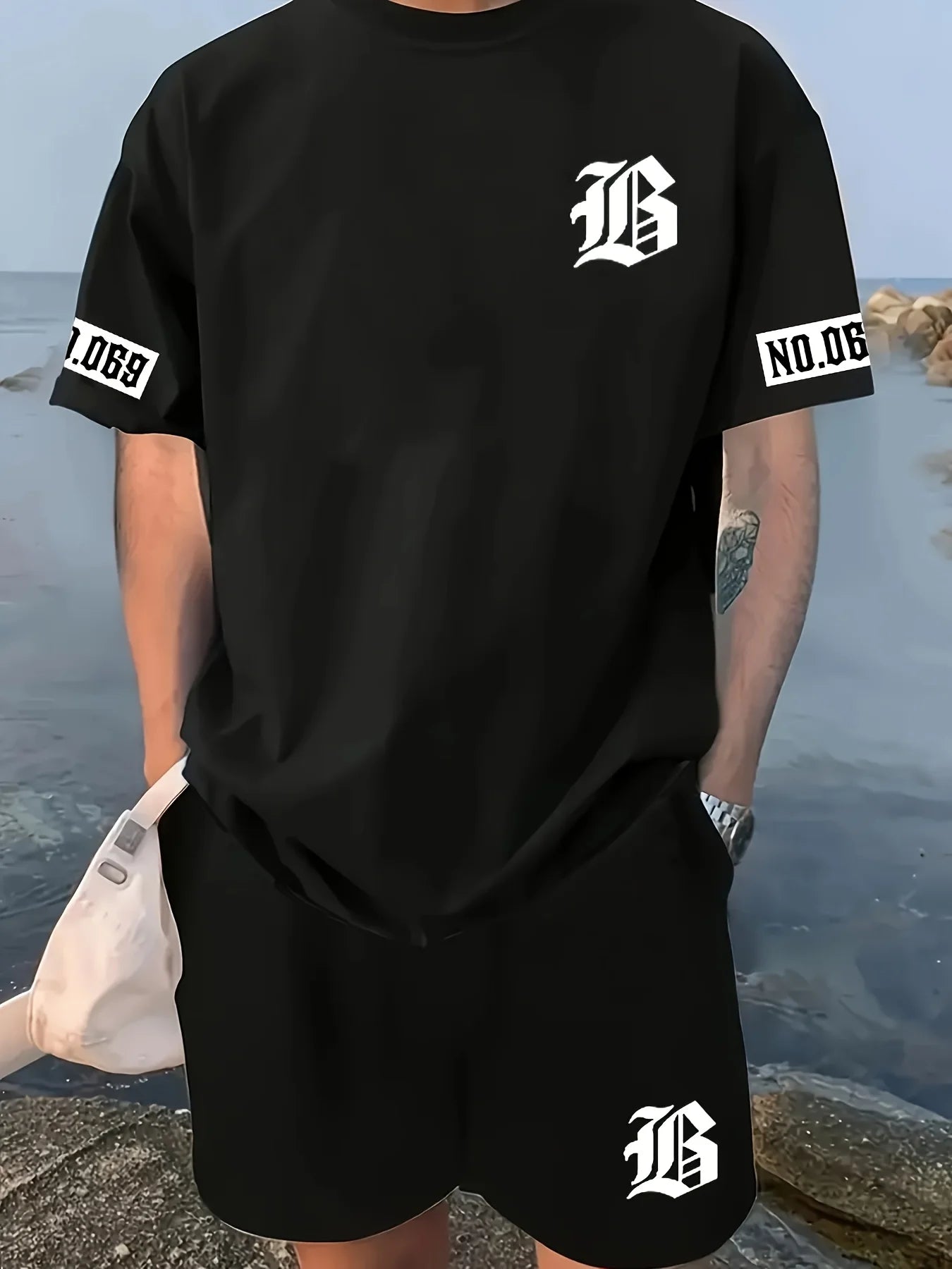 2025 RBB Men’s Summer Letter Print Casual Set – Short Sleeve T-Shirt & Shorts Sportswear Outfit